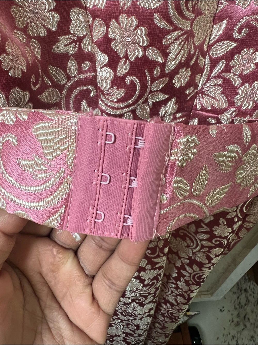 Pink Floral Jacquard Maxi Dress with Statement Sleeves - Picture 7 of 11